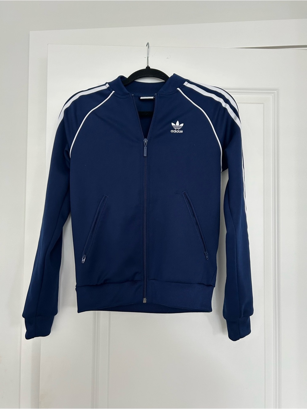adidas Black Track Jacket with White Detailing